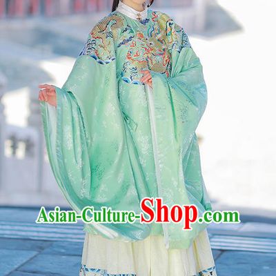 Chinese Ming Dynasty Princess Green Blouse and Skirt Traditional Ancient Court Infanta Costumes for Women