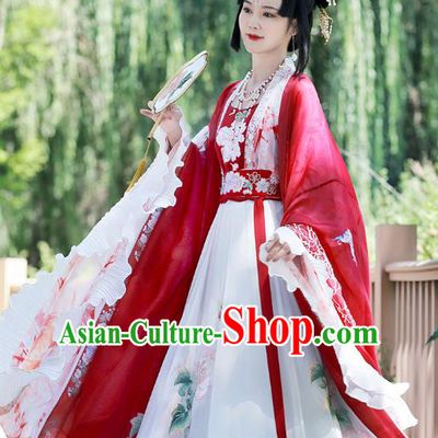 Traditional Chinese Jin Dynasty Palace Queen Hanfu Dress Ancient Goddess Empress Costumes for Women