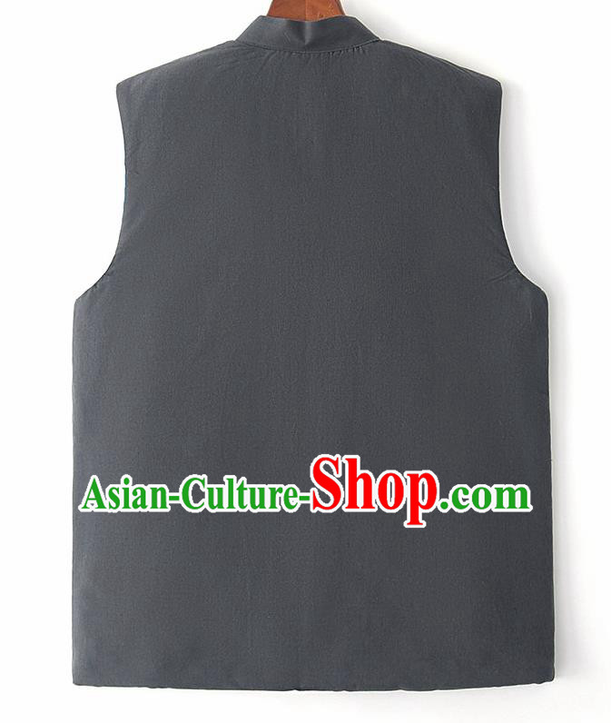 Chinese National Tang Suit Grey Vest Traditional Martial Arts Waistcoat Costumes for Men Chinese National Tang Suit Grey Vest Traditional Martial Arts Waistcoat Costumes for Men