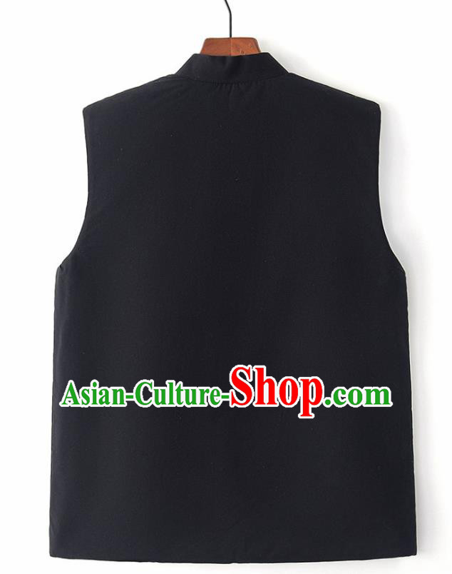 Chinese National Tang Suit Black Vest Traditional Martial Arts Waistcoat Costumes for Men Chinese National Tang Suit Black Vest Traditional Martial Arts Waistcoat Costumes for Men