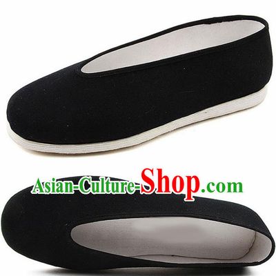 Chinese National Handmade Black Cloth Shoes Traditional Martial Arts Shoes for Men