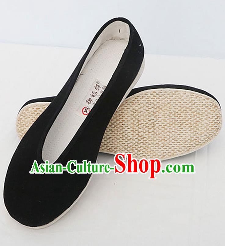 Chinese National Handmade Black Cloth Shoes Traditional Martial Arts Shoes for Men Chinese National Handmade Black Cloth Shoes Traditional Martial Arts Shoes for Men