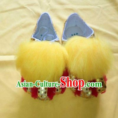Chinese Traditional Lion Dance Red Shoes Handmade Folk Dance Shoes for Men