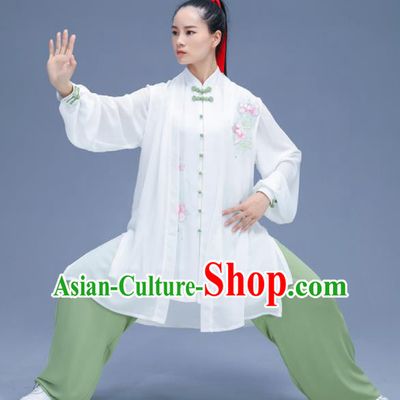 Chinese Traditional Kung Fu Training Embroidered Garment Outfits Martial Arts Stage Show Costumes for Women