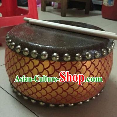 Chinese Lion Dance Red Tupan Cowhide Drum Traditional Lion Dance Musical lnstruments Drum