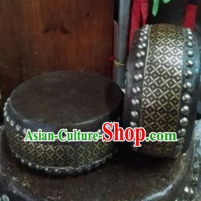 Chinese Lion Dance Black Tupan Cowhide Drum Traditional Lion Dance Musical lnstruments Drum