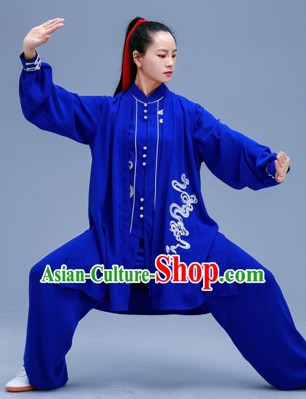 Chinese Traditional Kung Fu Embroidered Royalblue Outfits Martial Arts Competition Costumes for Women Chinese Traditional Kung Fu Embroidered Royalblue Outfits Martial Arts Competition Costumes for Women
