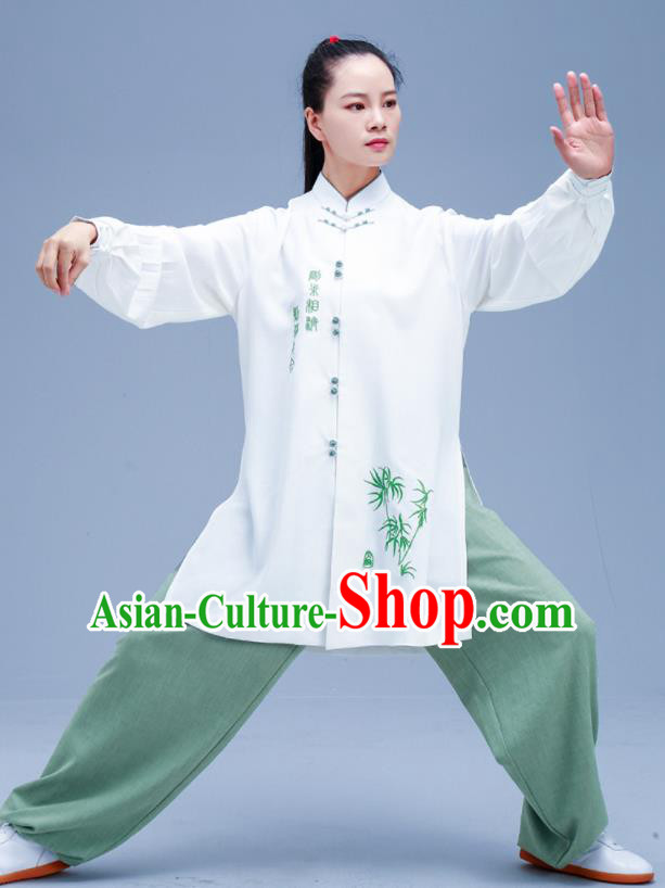 Chinese Traditional Kung Fu Embroidered Bamboo Outfits Martial Arts Competition Costumes for Women Chinese Traditional Kung Fu Embroidered Bamboo Outfits Martial Arts Competition Costumes for Women