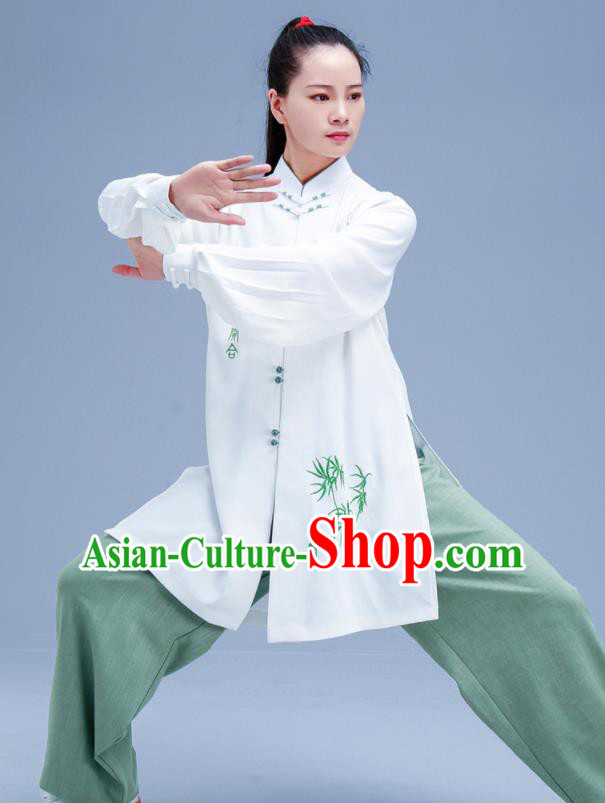 Chinese Traditional Kung Fu Embroidered Bamboo Outfits Martial Arts Competition Costumes for Women Chinese Traditional Kung Fu Embroidered Bamboo Outfits Martial Arts Competition Costumes for Women