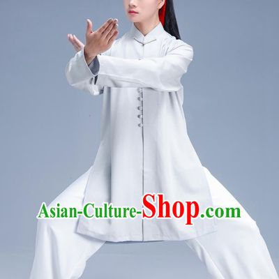 Chinese Traditional Kung Fu Competition Grey Shirt and Pants Outfits Martial Arts Stage Show Costumes for Women