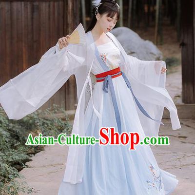 Traditional Chinese Song Dynasty Civilian Female Hanfu Dress Ancient Young Lady Embroidered Costumes for Women