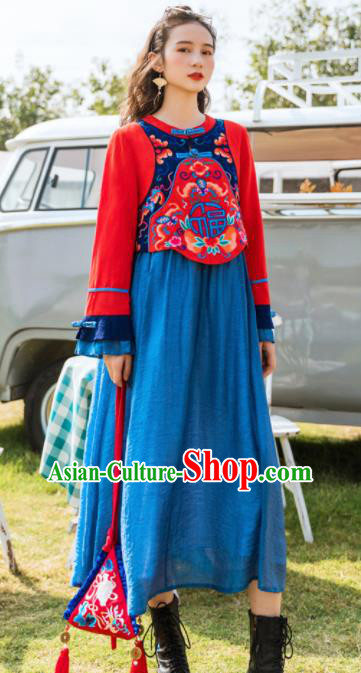 Chinese Traditional Embroidered Dress National Qipao Cheongsam Costumes for Women Chinese Traditional Embroidered Dress National Qipao Cheongsam Costumes for Women