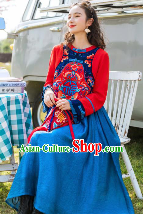 Chinese Traditional Embroidered Dress National Qipao Cheongsam Costumes for Women Chinese Traditional Embroidered Dress National Qipao Cheongsam Costumes for Women