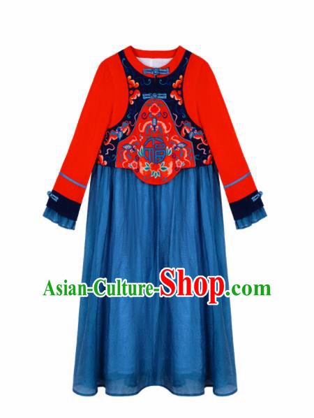 Chinese Traditional Embroidered Dress National Qipao Cheongsam Costumes for Women Chinese Traditional Embroidered Dress National Qipao Cheongsam Costumes for Women