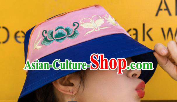 Chinese Traditional Hanfu Embroidered Hat National Bucket Hat for Women Chinese Traditional Hanfu Embroidered Hat National Bucket Hat for Women