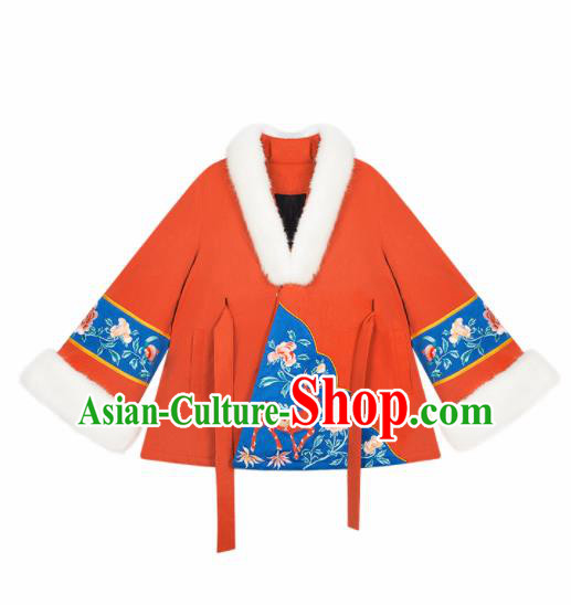 Chinese Traditional Embroidered Red Jacket National Tang Suit Overcoat Costumes for Women Chinese Traditional Embroidered Red Jacket National Tang Suit Overcoat Costumes for Women