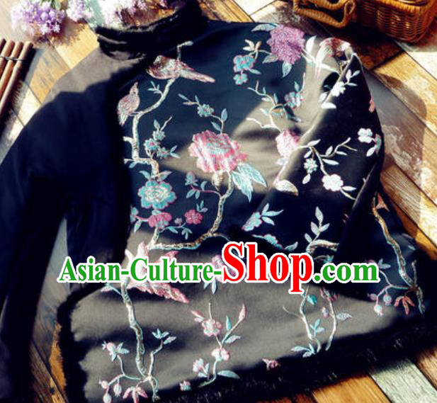 Chinese Traditional Winter Embroidered Black Jacket National Tang Suit Overcoat Costumes for Women Chinese Traditional Winter Embroidered Black Jacket National Tang Suit Overcoat Costumes for Women