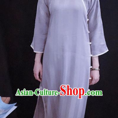 Chinese Traditional Blue Qipao Dress National Tang Suit Cheongsam Costumes for Women