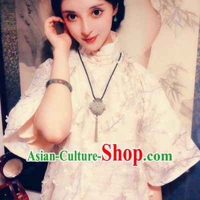 Chinese Traditional Embroidered Shirt National Tang Suit Upper Outer Garment Blouse Costume for Women
