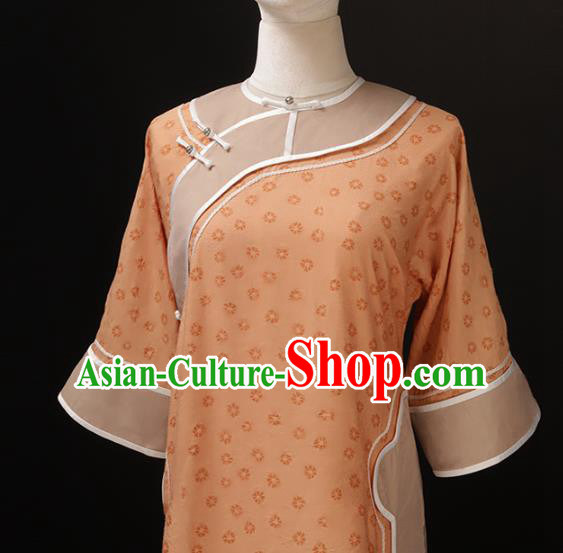 Chinese Traditional Orange Qipao Dress National Tang Suit Cheongsam Costumes for Women Chinese Traditional Orange Qipao Dress National Tang Suit Cheongsam Costumes for Women
