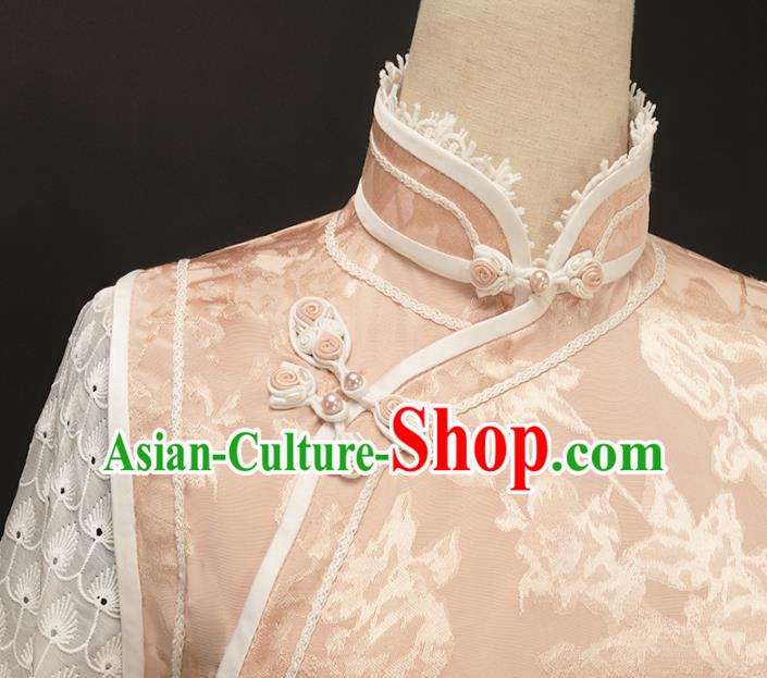 Chinese Traditional Jacquard Pink Qipao Dress National Tang Suit Cheongsam Costumes for Women Chinese Traditional Jacquard Pink Qipao Dress National Tang Suit Cheongsam Costumes for Women