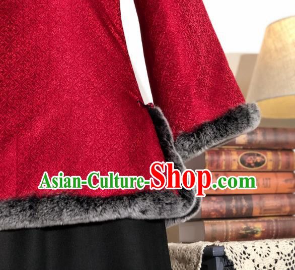 Chinese Traditional Winter Red Coat National Tang Suit Overcoat Costumes for Women Chinese Traditional Winter Red Coat National Tang Suit Overcoat Costumes for Women