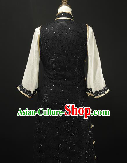 Chinese Traditional Black Lace Qipao Dress National Tang Suit Cheongsam Costumes for Women Chinese Traditional Black Lace Qipao Dress National Tang Suit Cheongsam Costumes for Women