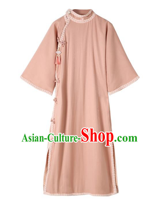 Chinese Traditional Retro Pink Qipao Dress National Tang Suit Cheongsam Costumes for Women Chinese Traditional Retro Pink Qipao Dress National Tang Suit Cheongsam Costumes for Women