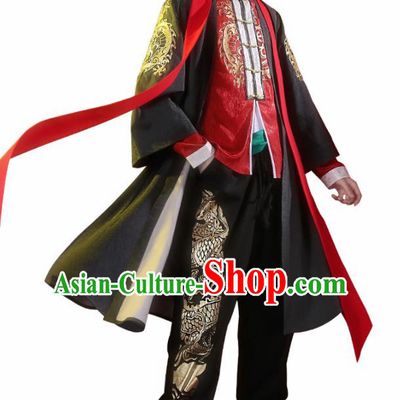 Chinese Traditional Embroidered Clothing Tang Suit Cosplay Costumes for Men