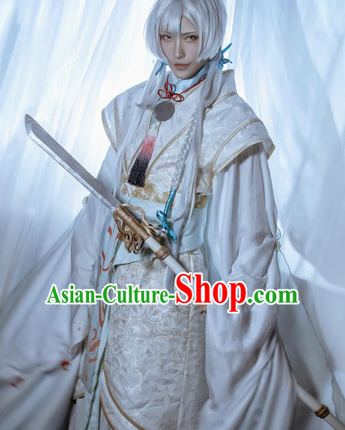 Chinese Traditional Cosplay Royal Prince White Clothing Ancient Swordsman Costumes for Men Chinese Traditional Cosplay Royal Prince White Clothing Ancient Swordsman Costumes for Men