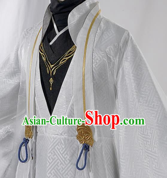 Chinese Traditional Cosplay Royal Highness White Clothing Ancient Swordsman Costumes for Men Chinese Traditional Cosplay Royal Highness White Clothing Ancient Swordsman Costumes for Men