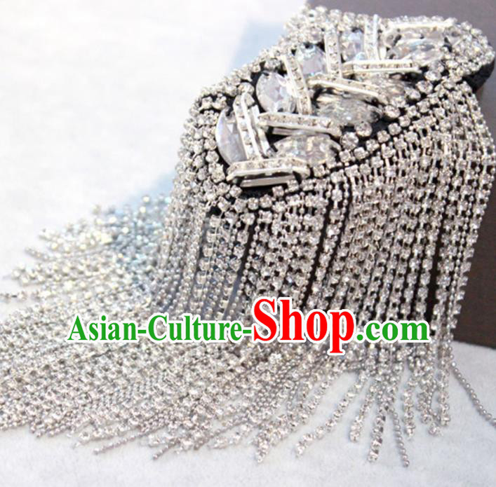 Top Cosplay Crystal Shoulder Board Compere Argent Tassel Shoulder Knot Top Cosplay Crystal Shoulder Board Compere Argent Tassel Shoulder Knot