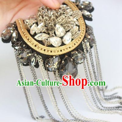 Top Cosplay Shoulder Board Compere Tassel Crystal Shoulder Knot