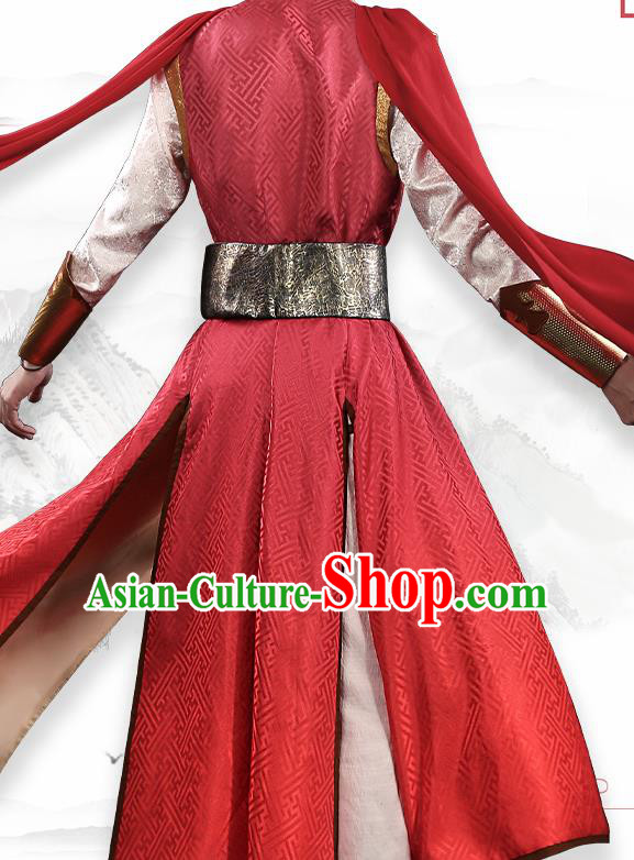 Chinese Traditional Cosplay Knight Red Clothing Ancient Swordsman Costumes for Men Chinese Traditional Cosplay Knight Red Clothing Ancient Swordsman Costumes for Men