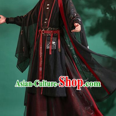 Chinese Traditional Cosplay Knight Black Clothing Ancient Swordsman Costumes for Men