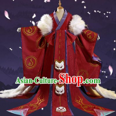 Japanese Traditional Cosplay Geisha Red Kimono Dress Japan Costumes for Women