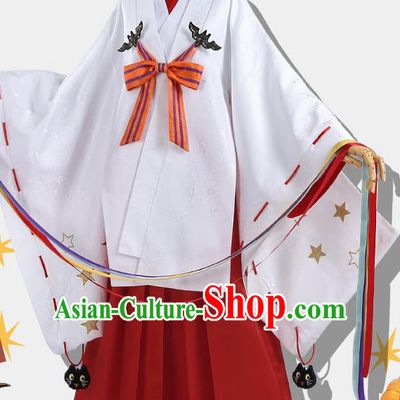 Japanese Traditional Cosplay Geisha White Kimono Dress Japan Onmyoji Costumes for Women