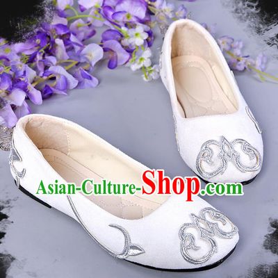 Chinese Traditional White Hanfu Shoes Ancient Princess Shoes for Women