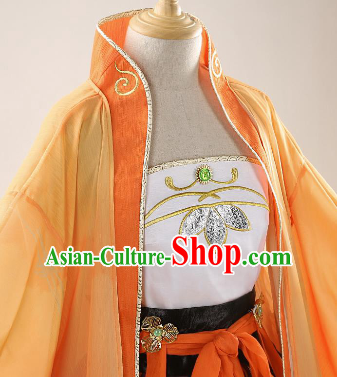 Chinese Traditional Cosplay Goddess Orange Hanfu Dress Ancient Princess Costumes for Women Chinese Traditional Cosplay Goddess Orange Hanfu Dress Ancient Princess Costumes for Women