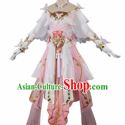 Chinese Cosplay Fairy Pink Hanfu Dress Traditional Ancient Female Swordsman Costumes for Women