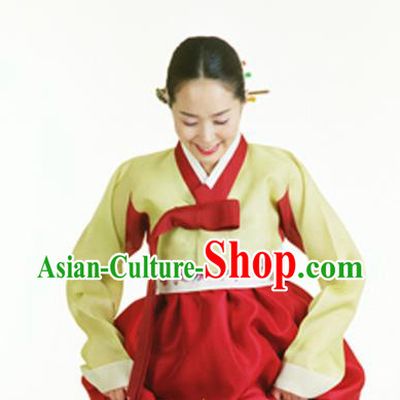 Korean Traditional Dance Hanbok Green Blouse and Red Dress Garment Asian Korea Fashion Costume for Women