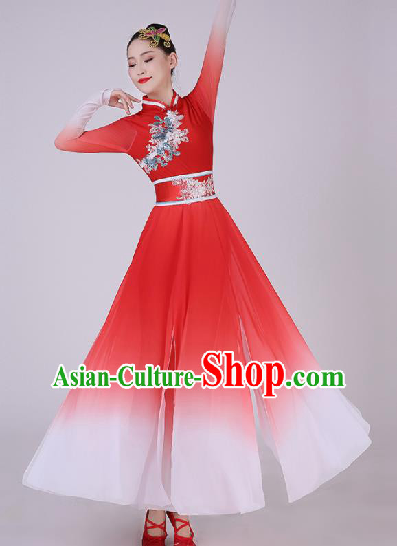 Chinese Traditiona Classical Dance Red Dress Umbrella Dance Costume for Women Chinese Traditiona Classical Dance Red Dress Umbrella Dance Costume for Women