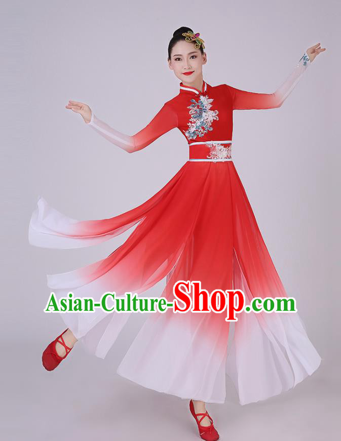 Chinese Traditiona Classical Dance Red Dress Umbrella Dance Costume for Women Chinese Traditiona Classical Dance Red Dress Umbrella Dance Costume for Women