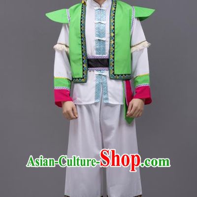 Chinese Traditional Zhuang Nationality Stage Show Garment Ethnic Folk Dance Costume for Men