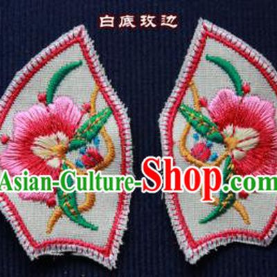 Chinese Traditional White Embroidered Patch Embroidery Craft Embroidering Accessories