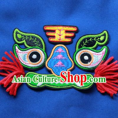 Chinese Traditional Embroidered Tiger Green Patch Embroidery Applique Craft Embroidering Accessories