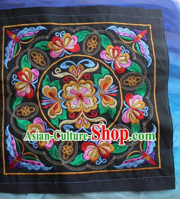 Chinese Traditional Embroidered Butterfly Black Patch Embroidery Craft Embroidering Accessories