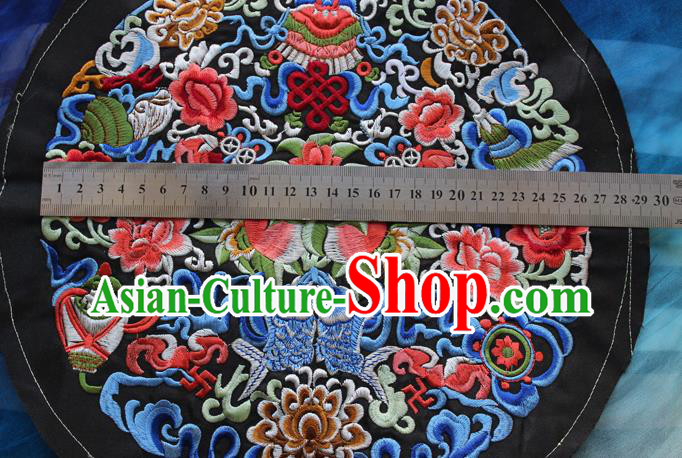 Chinese Traditional Embroidered Lucky Peony Black Round Patch Embroidery Craft Embroidering Accessories Chinese Traditional Embroidered Lucky Peony Black Round Patch Embroidery Craft Embroidering Accessories
