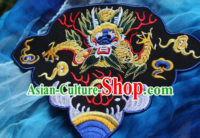 Chinese Traditional Embroidered Fire Dragon Black Patch Embroidery Craft Embroidering Accessories Chinese Traditional Embroidered Fire Dragon Black Patch Embroidery Craft Embroidering Accessories