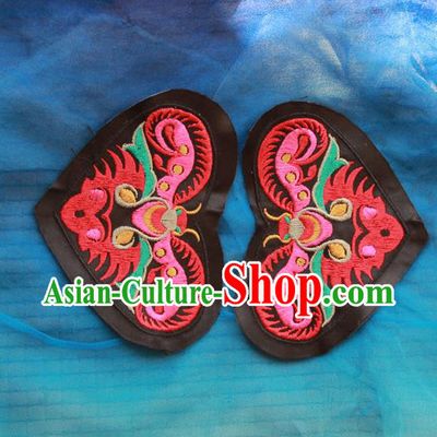 Chinese Traditional Embroidered Butterfly Heart Shape Patch Embroidery Craft Embroidering Accessories